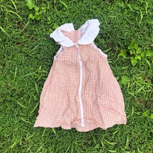 Tan Sleeveless Gingham Dress